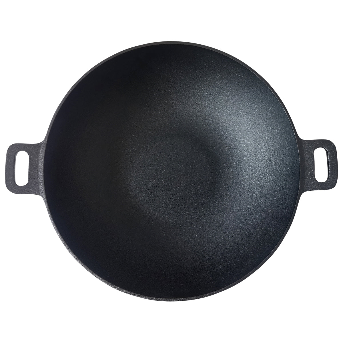 14" CAST IRON WOK W/ GLASS LID