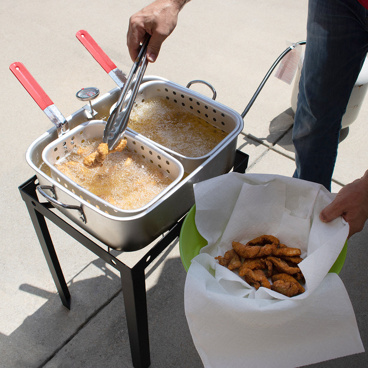 18QT DUAL BASKET FRYER W/ STAND