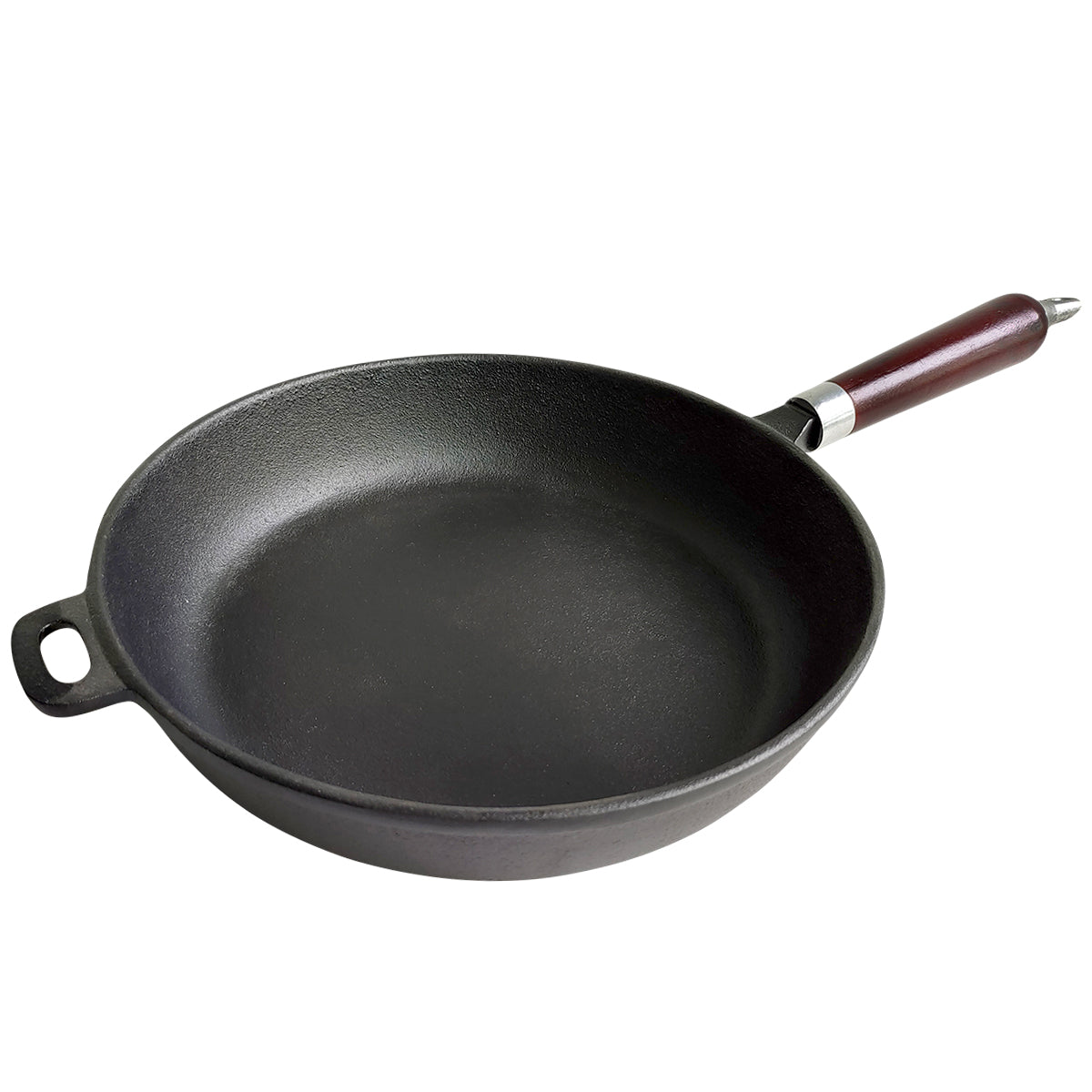 12" CAST IRON FRY PAN W/ WOOD