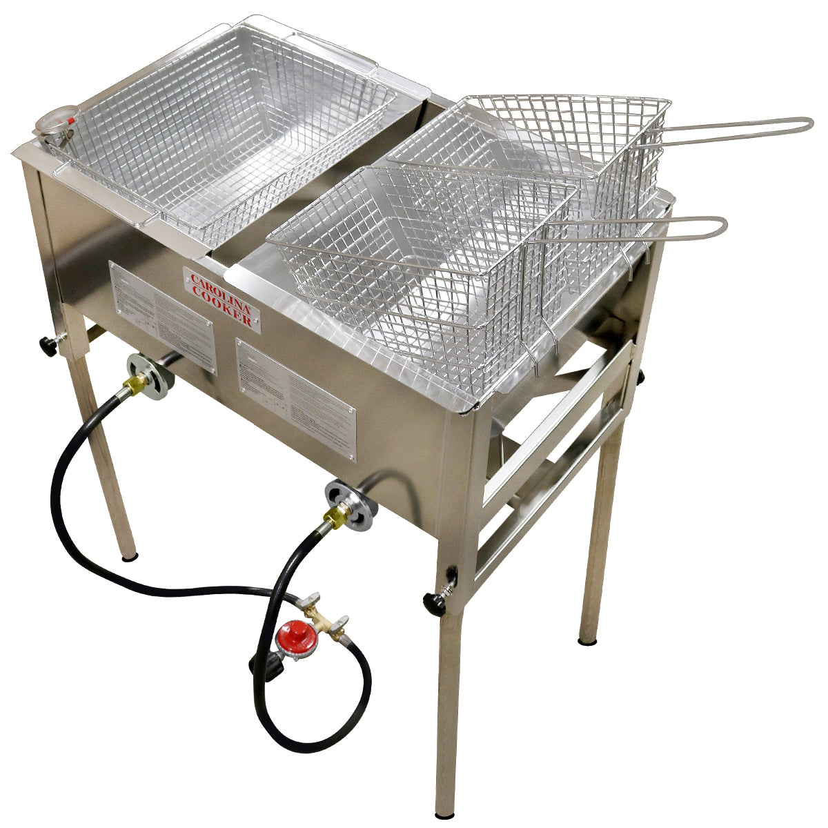 2 BURNER FRYER SS W/ 3 BASKETS,