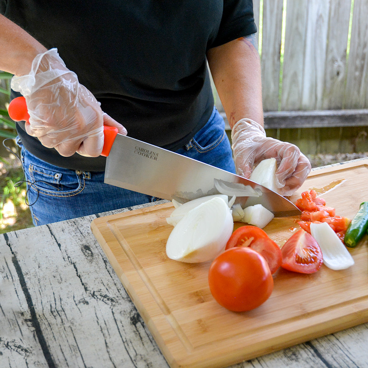 10" CHEF'S KNIFE W/ RED HNDL