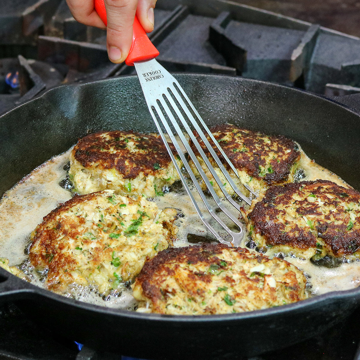 FISH SPATULA W/ RED HNDL SS420