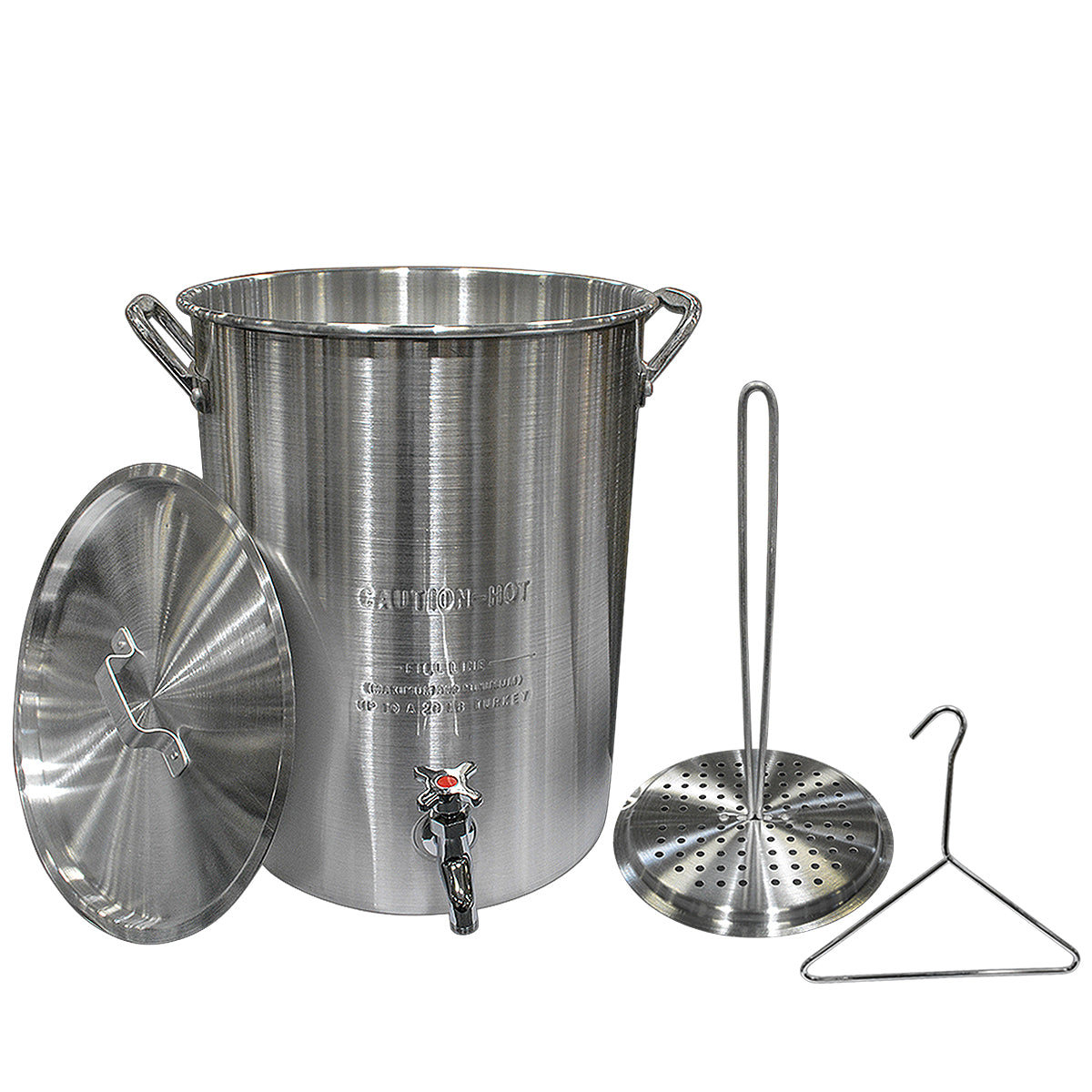 30QT AL FRY POT W/LID, SUPPORT